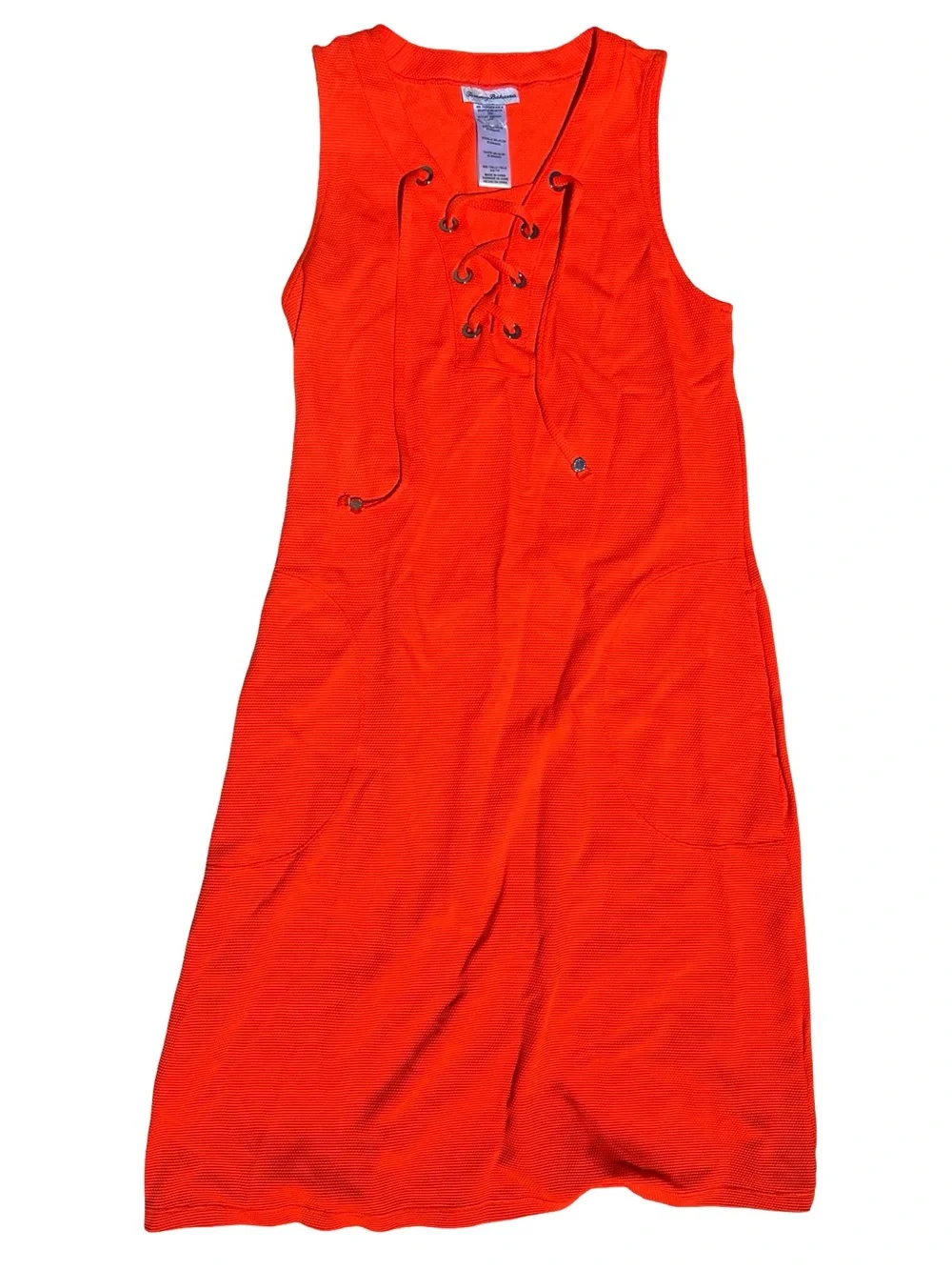 Tommy Bahama Island Cays Lace-Up Coverup Dress Orange Coral XS